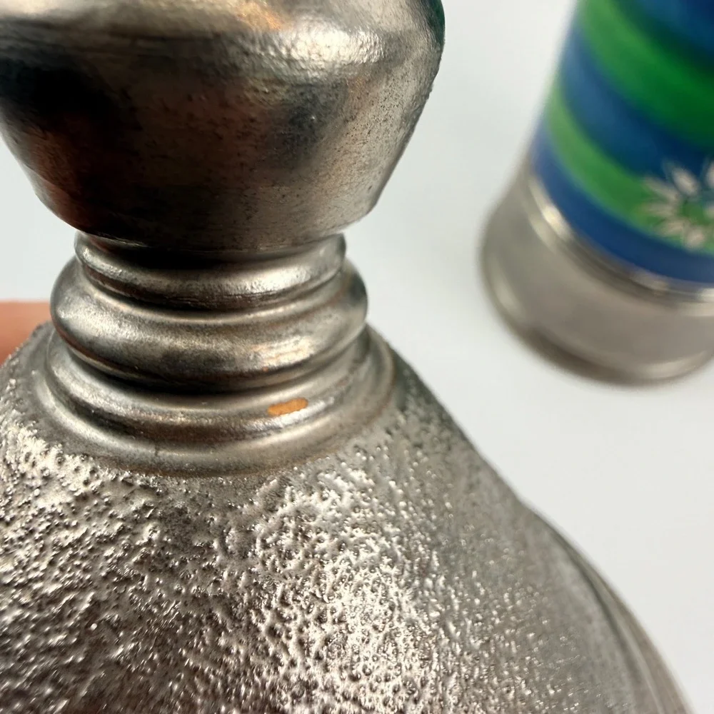 Bitossi Italy‎ Blue Green Sgraffito Sun Canister Jar with Lid HTF